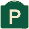 Signmission Designer Series Sign W/ Letter P, Green & Tan Heavy-Gauge Aluminum Sign, 18" x 18", G-1818-22934 A-DES-G-1818-22934